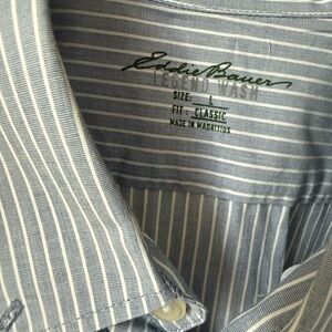 Eddie Bauer Men's Blue and White Striped Shirt